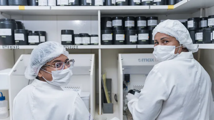 Farmacêuticas da Amora no laboratório de manipulação